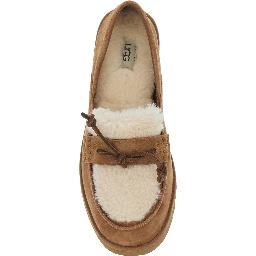 Zora Brown Loafers with fur details and front strap in suede for women