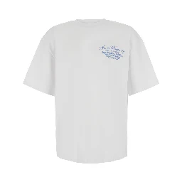 White Crew neck T-shirt with front and back print in cotton for men