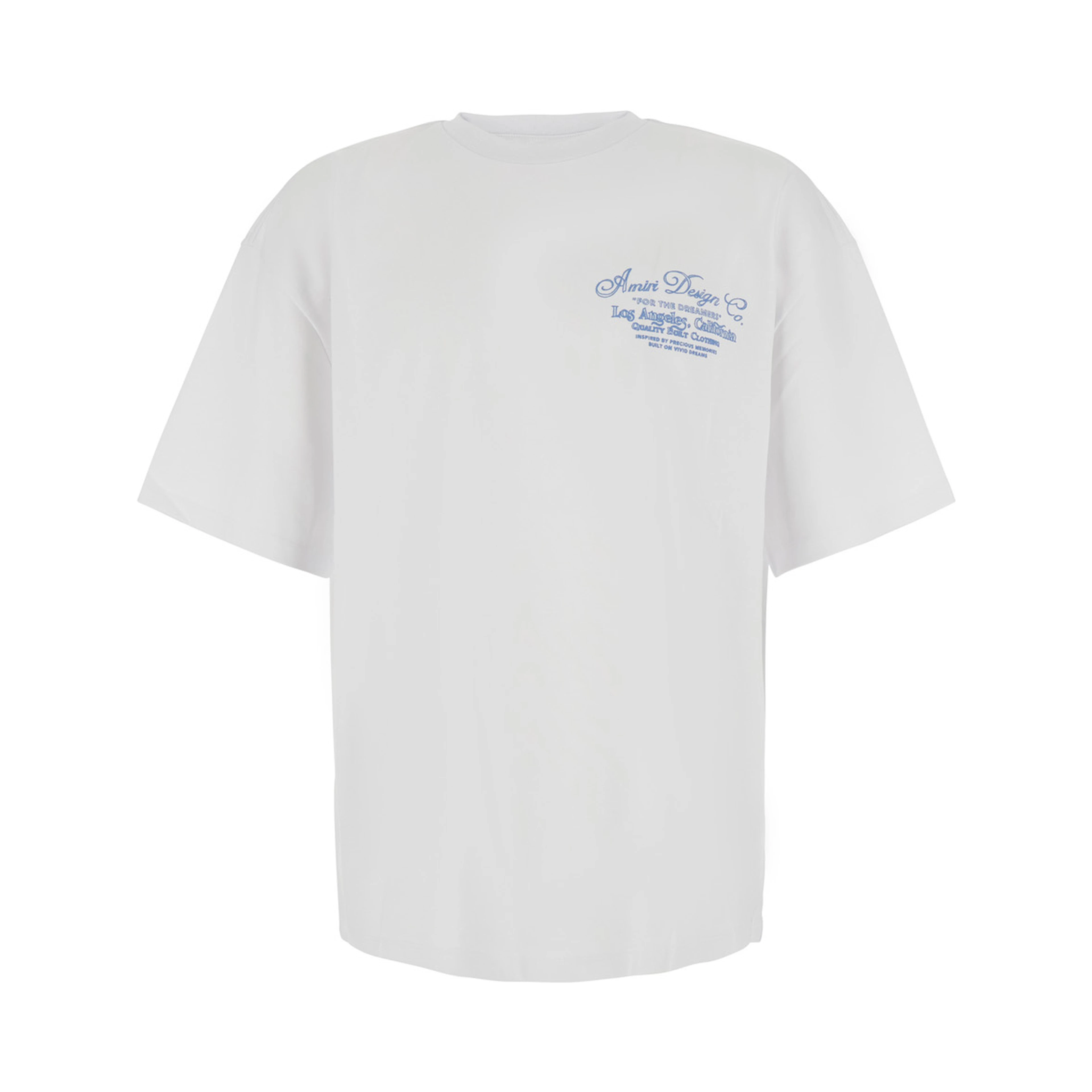 White Crew neck T-shirt with front and back print in cotton for men