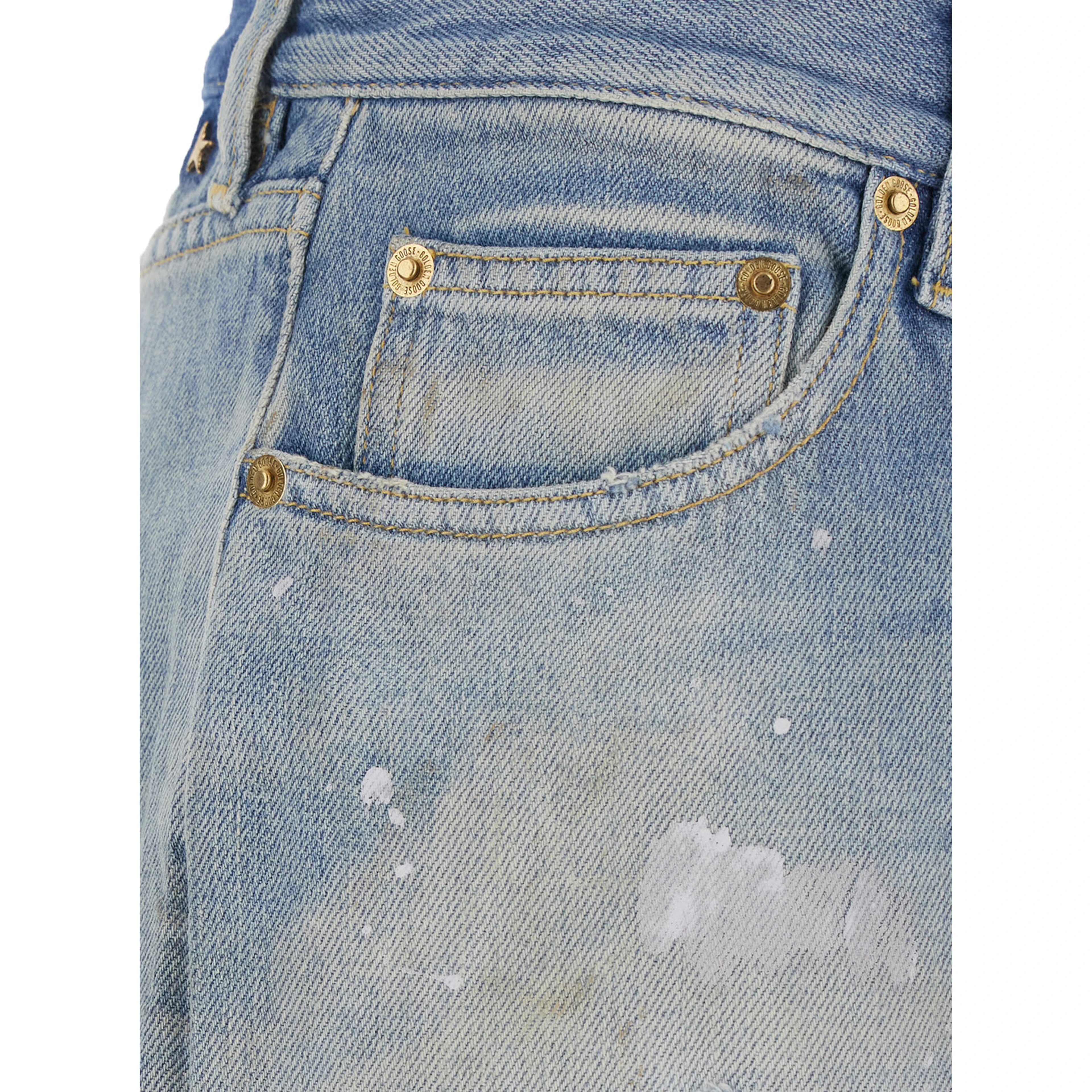 Melody Boyfriend Blue Jeans with faded design and logo embroidery on the back in denim for women