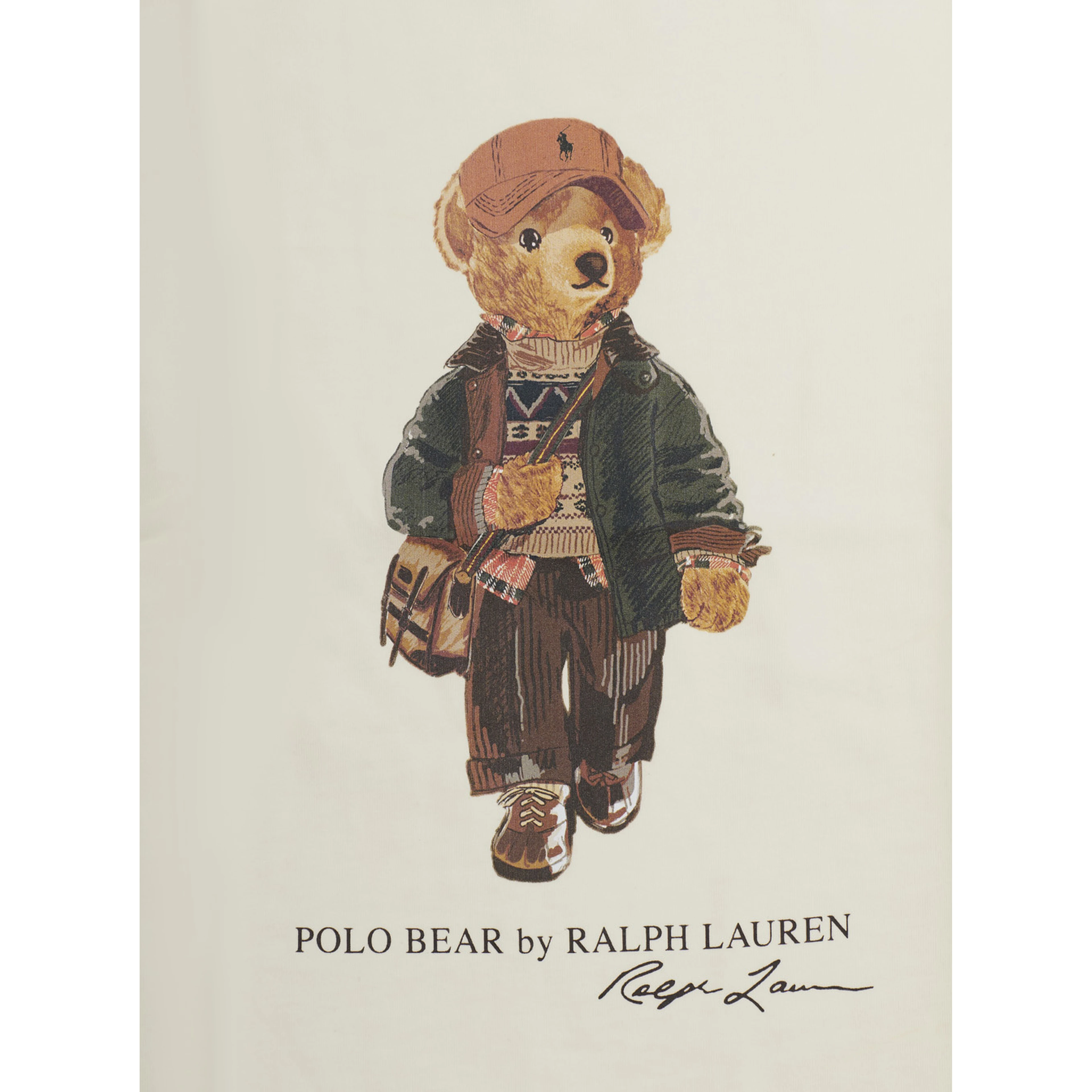 beige T-shirt with Polo Bear print on the front in cotton for Boy