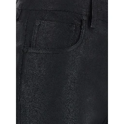 Sophie Black High-Waisted Jeans with Flared Leg and Logo Patch on the Back in Leather for Women