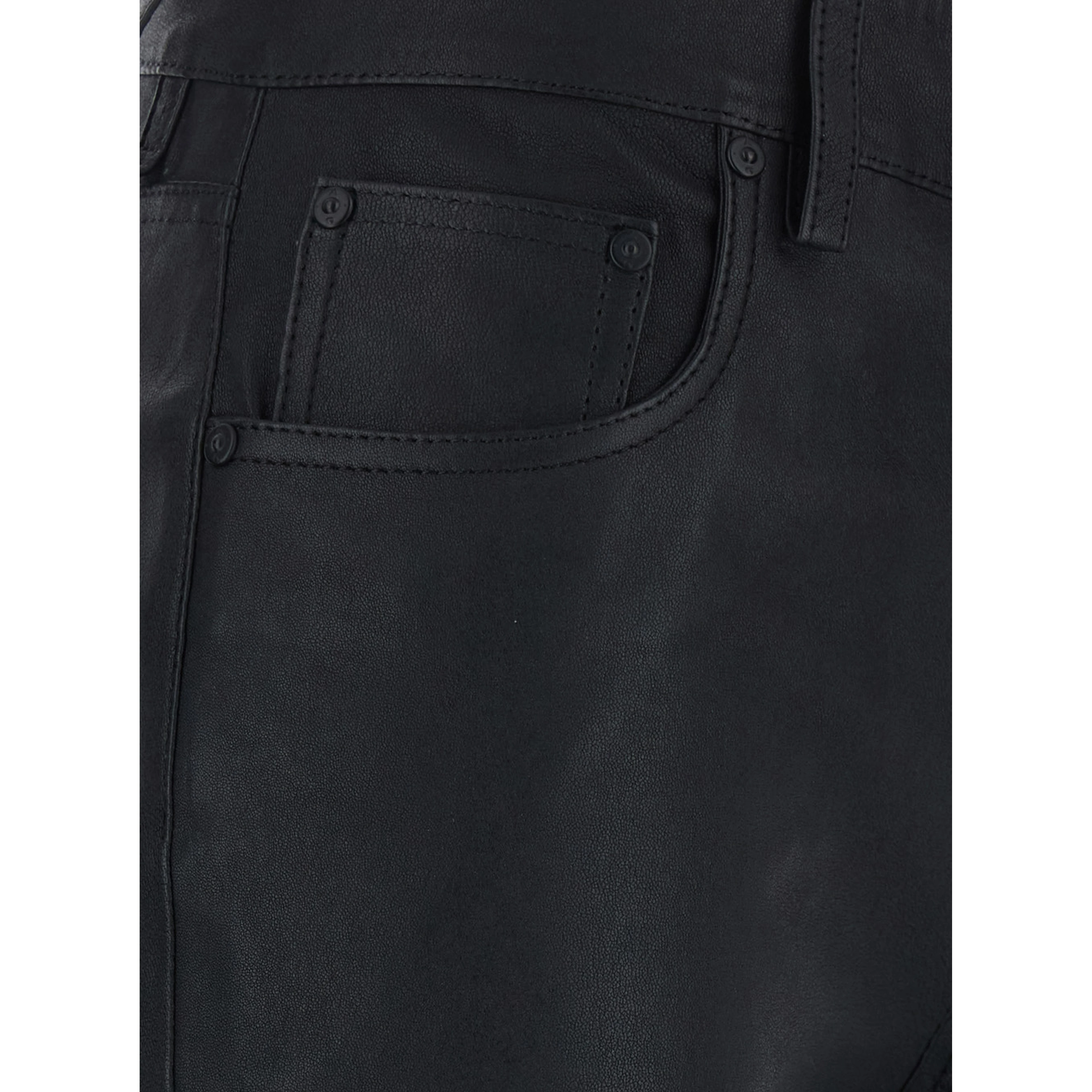Sophie Black High-Waisted Jeans with Flared Leg and Logo Patch on the Back in Leather for Women