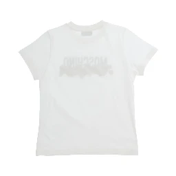 White T-shirt with round neck and logo lettering on the front in cotton Boy