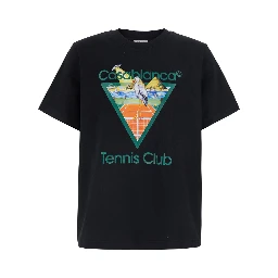 Black Crew neck T-shirt with logo print on the front in Cotton Men