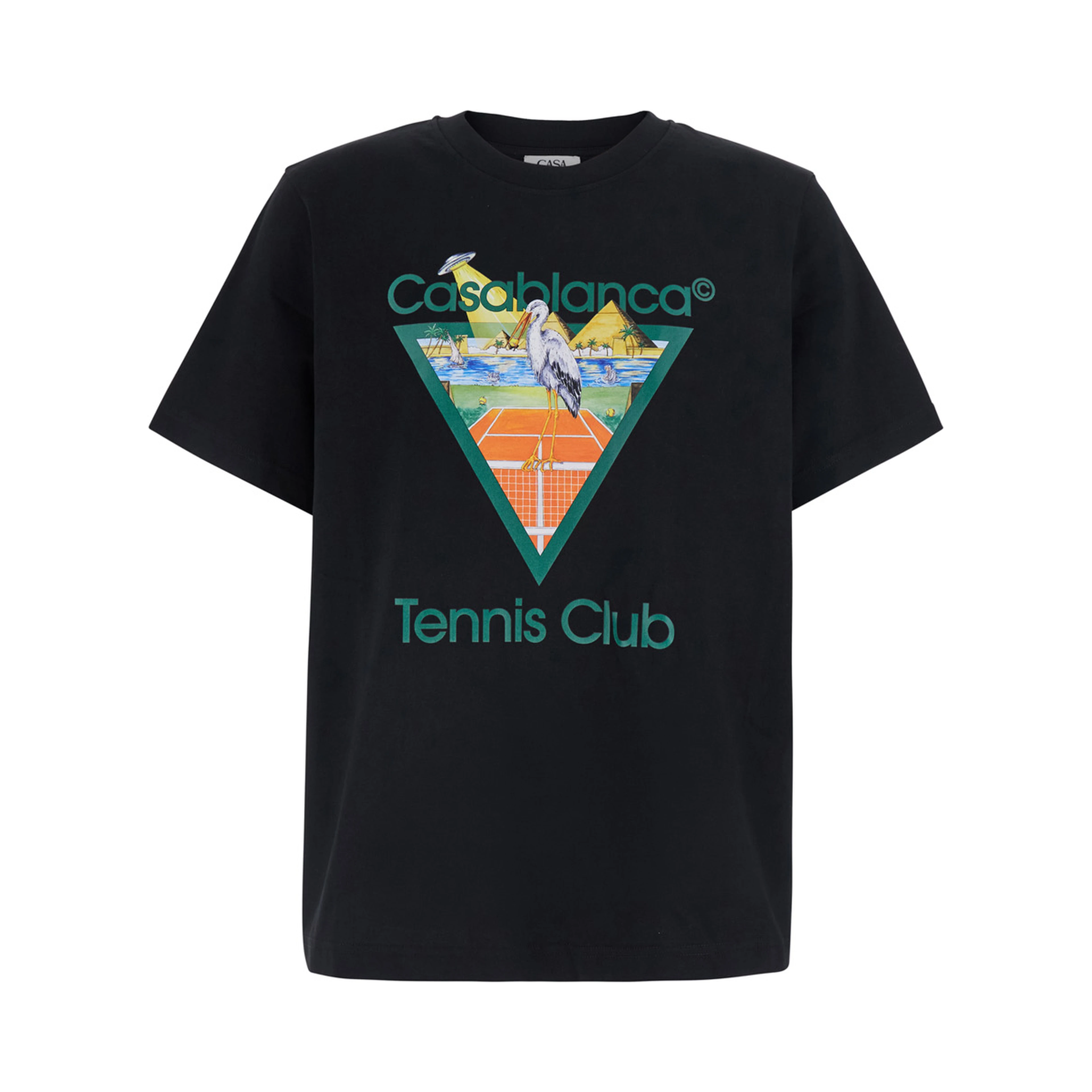 Black Crew neck T-shirt with logo print on the front in Cotton Men