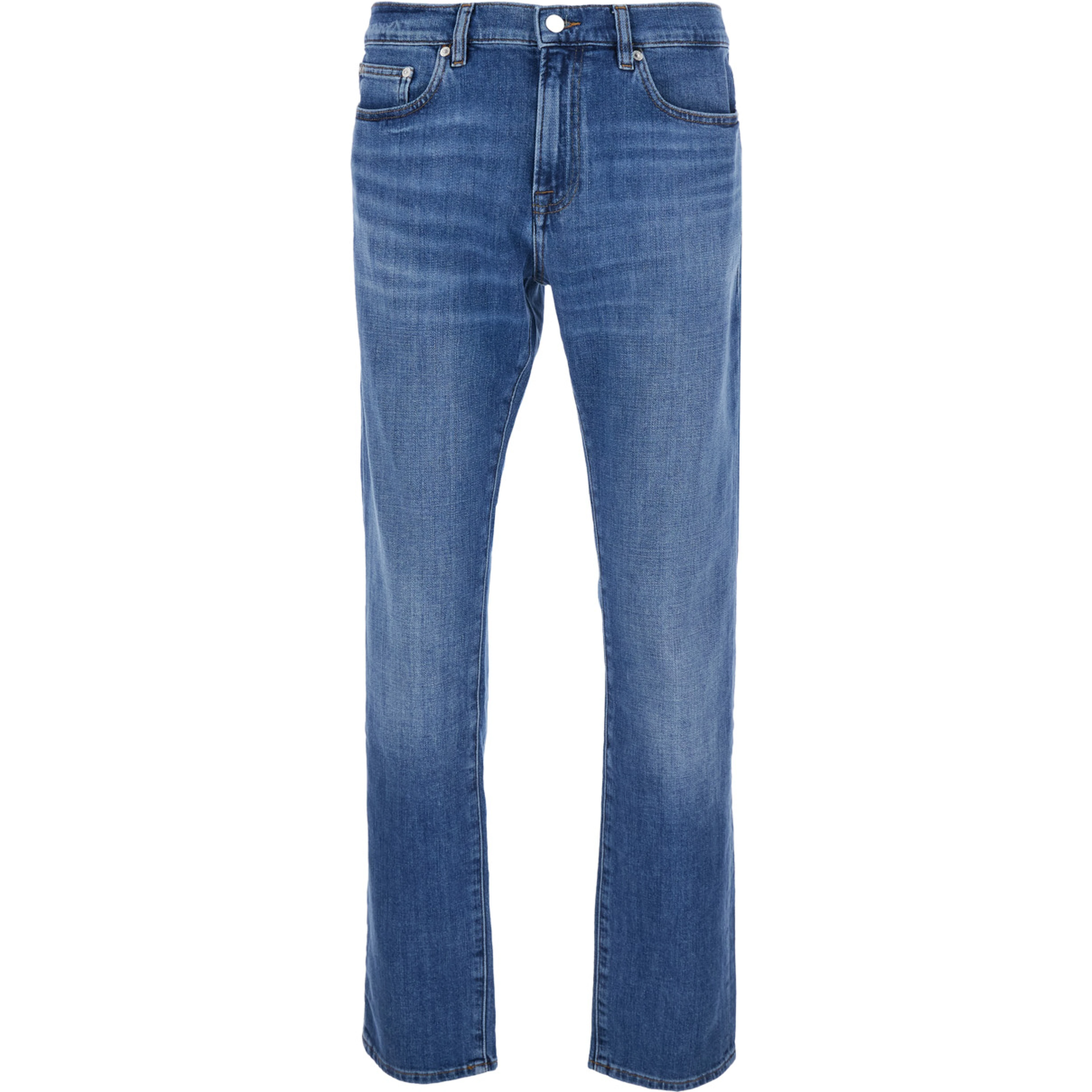 LHomme Blue Jeans with Belt Loops in Denim for Men