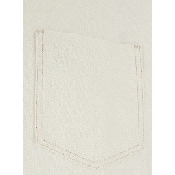 White Shirt with classic collar and tone-on-tone ADC embroidery on the front in cotton for men