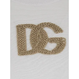 White Crew neck T-shirt with logo on the front in cotton for men