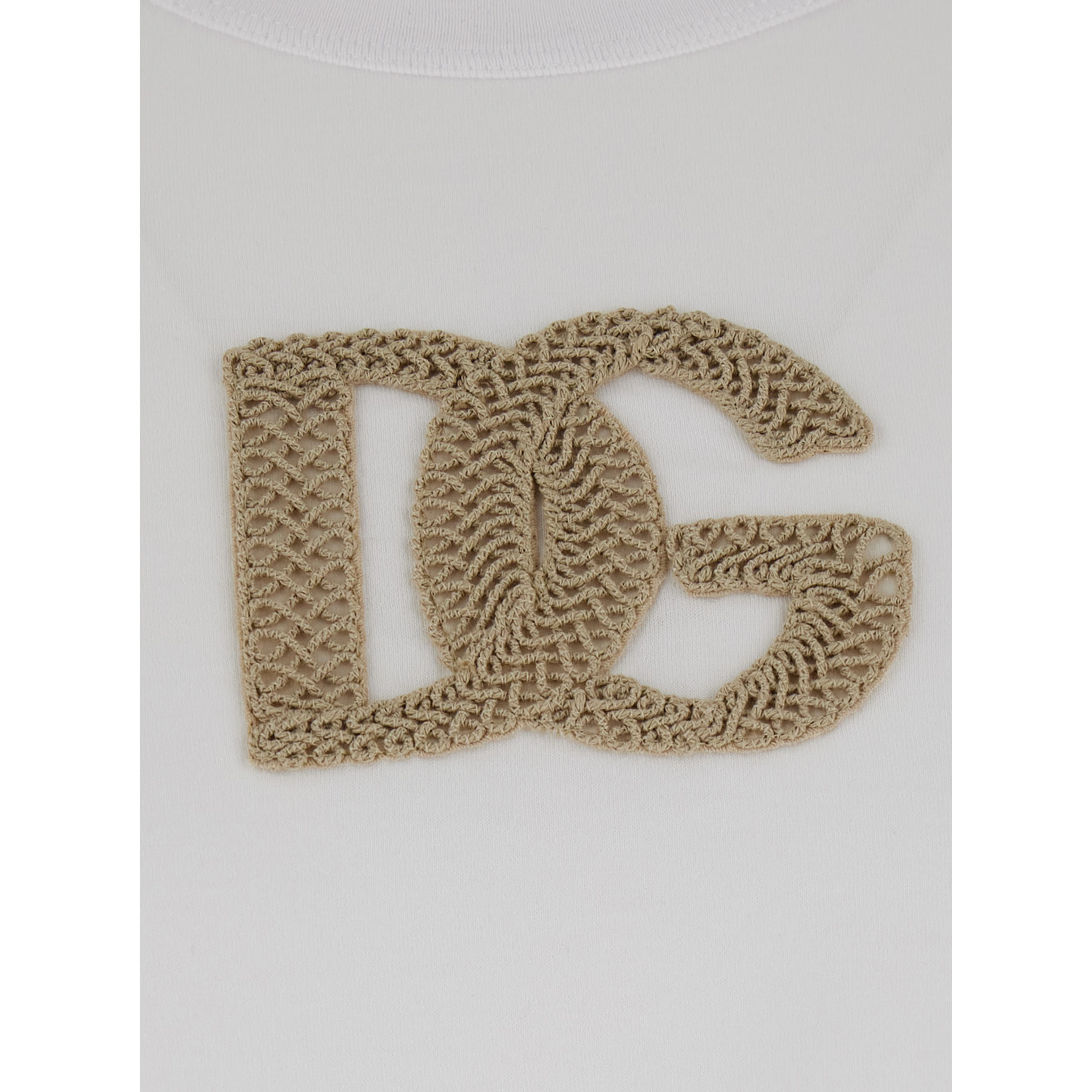 White Crew neck T-shirt with logo on the front in cotton for men