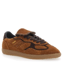 Brown Low Top Sneakers with logo lettering on the side in Suede for Men