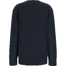 Fine knit V-neck sweater with long sleeves in gray for women