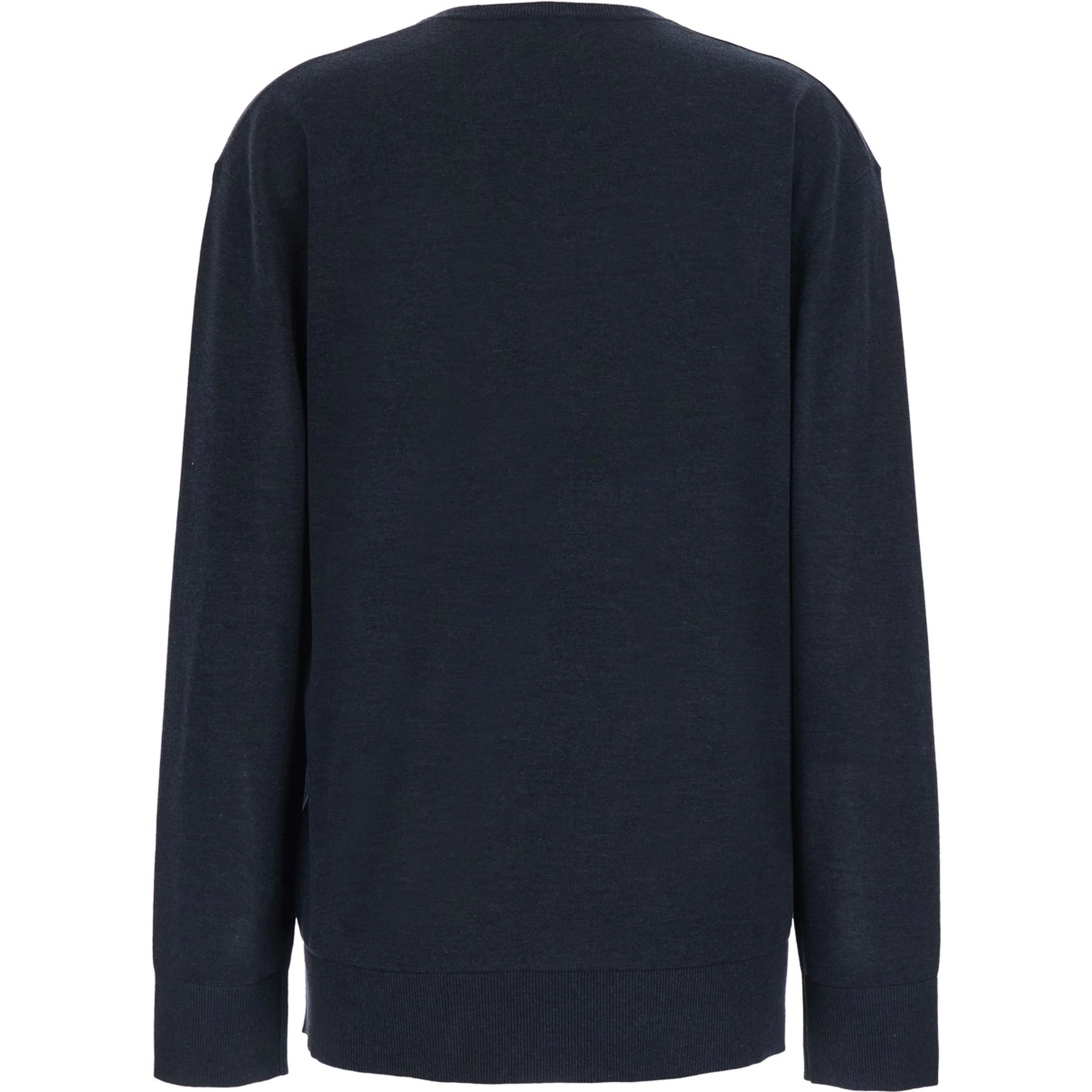 Fine knit V-neck sweater with long sleeves in gray for women