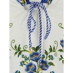 Emily Multicolor Long Dress with V-neck and All-Over Floral Motif in Cotton for Women