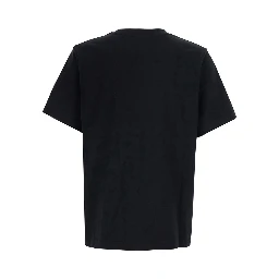 Black Crew neck T-shirt with logo print on the front in Cotton Men