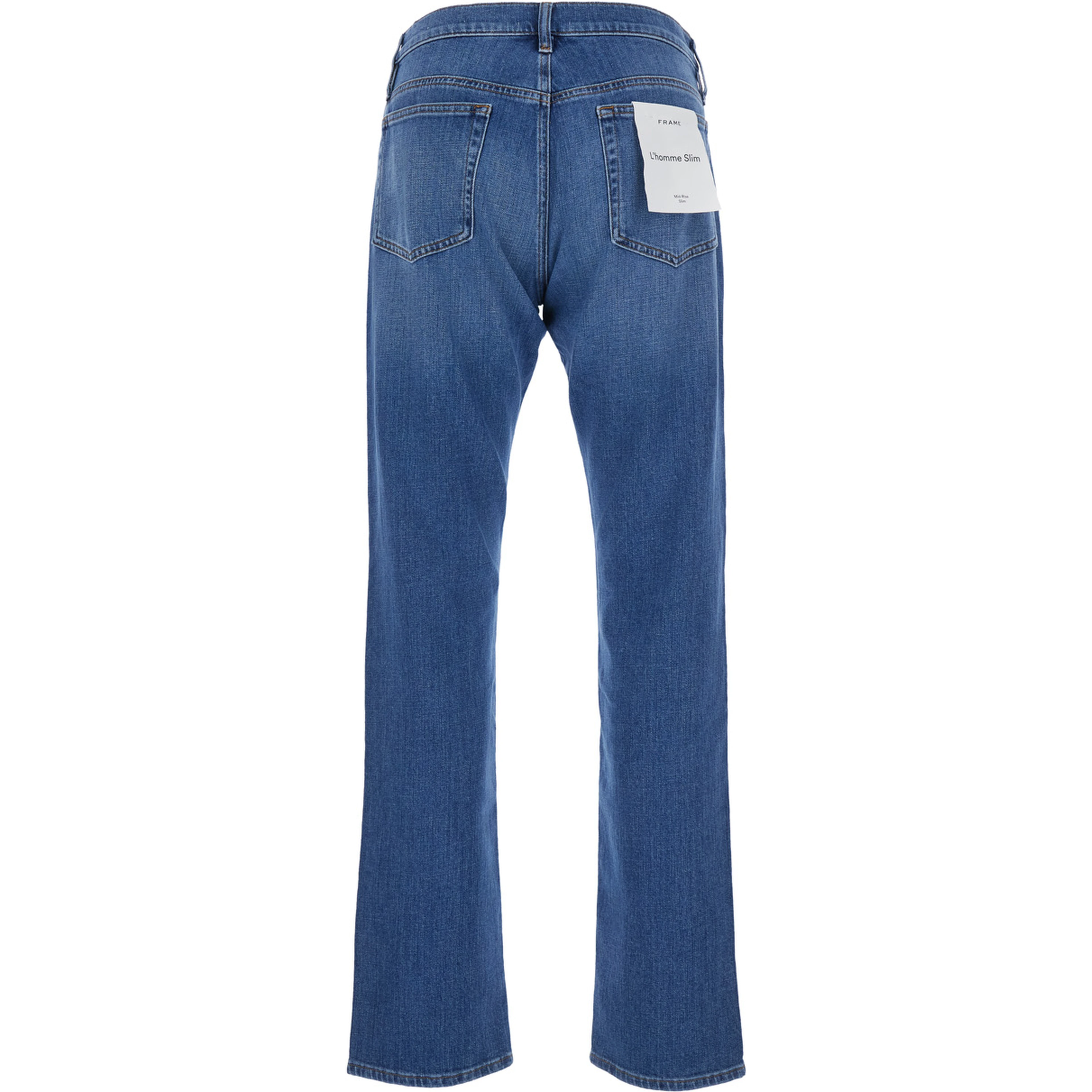 LHomme Blue Jeans with Belt Loops in Denim for Men