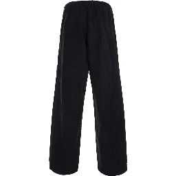 Black Cargo Pants with Logo Patch on the Side and Elastic Waist in Cotton for Men