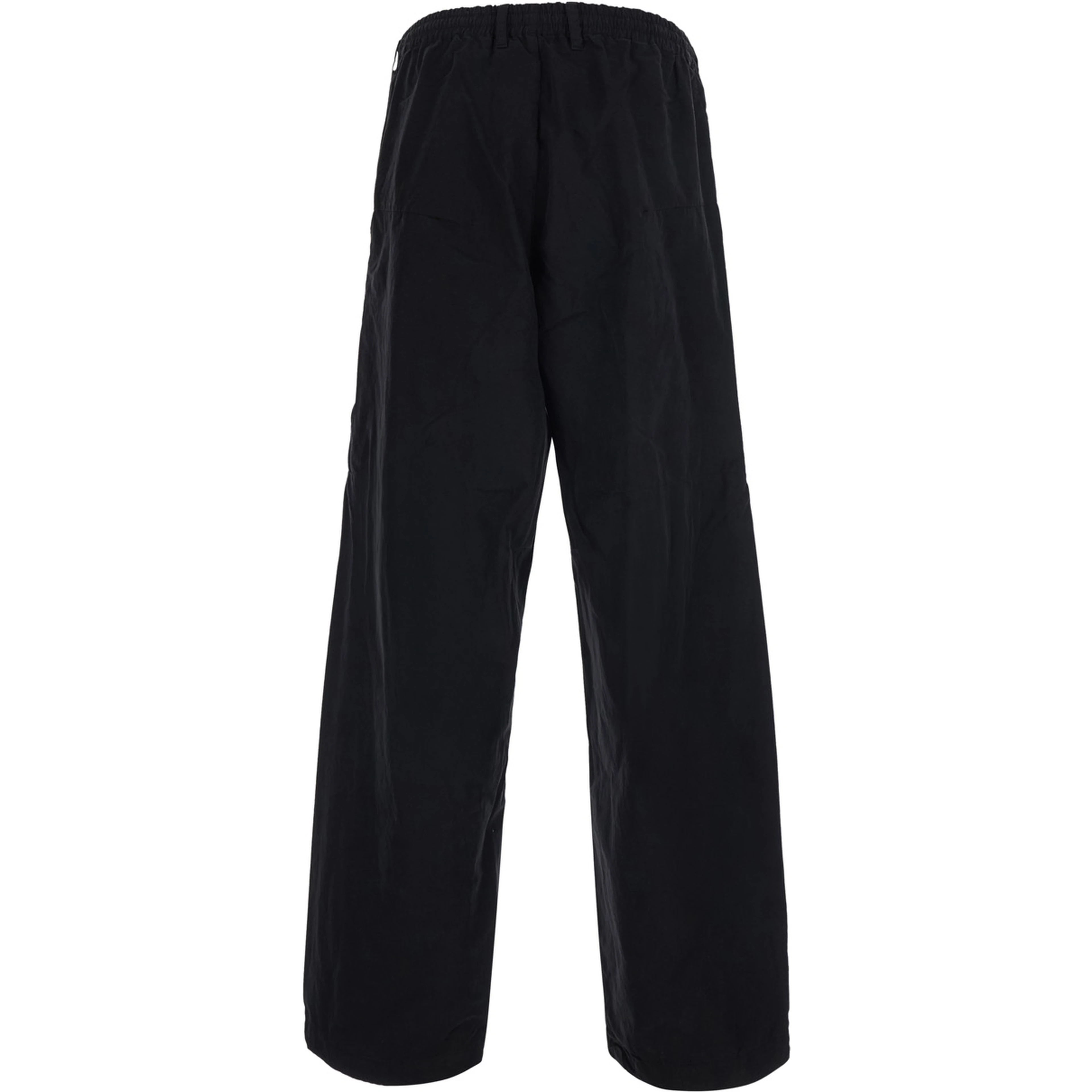 Black Cargo Pants with Logo Patch on the Side and Elastic Waist in Cotton for Men