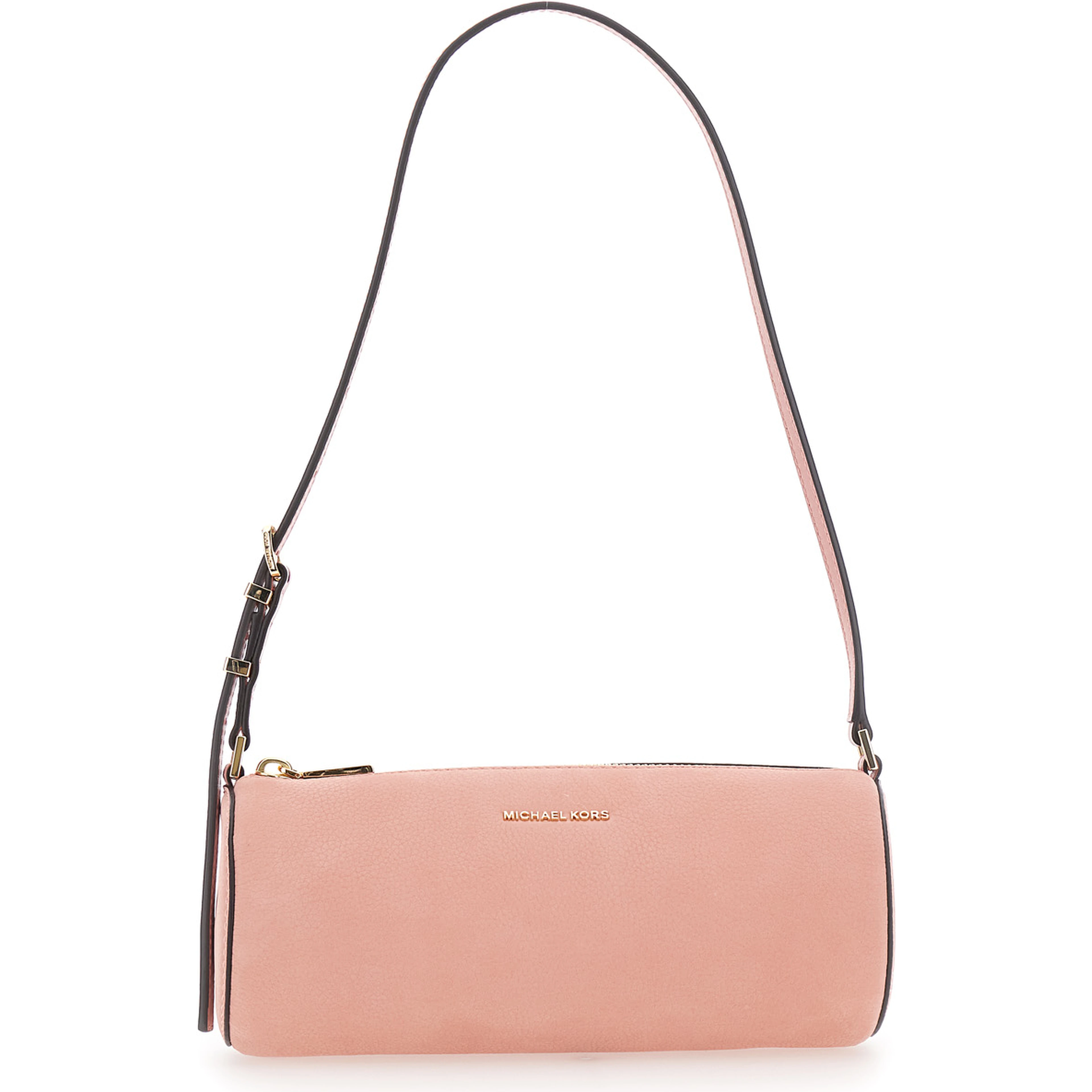 Izzy Pink Shoulder bag with Logo lettering on the Front and Adjustable Strap in Leather for Women