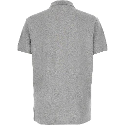 Custom Fit Gray polo shirt with classic collar and Pony embroidery on the front in cotton for men