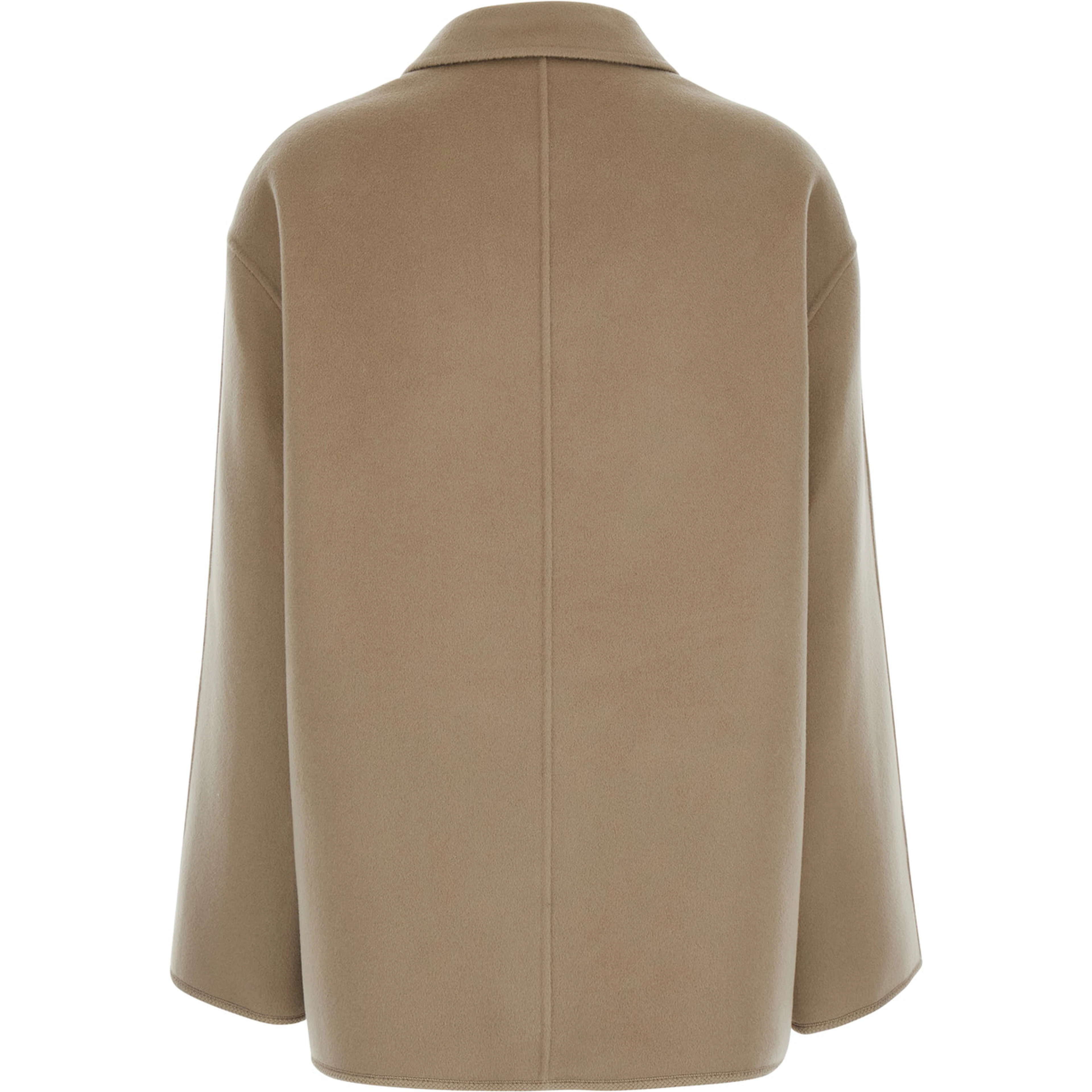 Beige Jacket with classic collar and button closure on the front in wool and cashmere for women