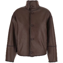 Brown Fur Jacket with Reversible design in Eco-fur for Women