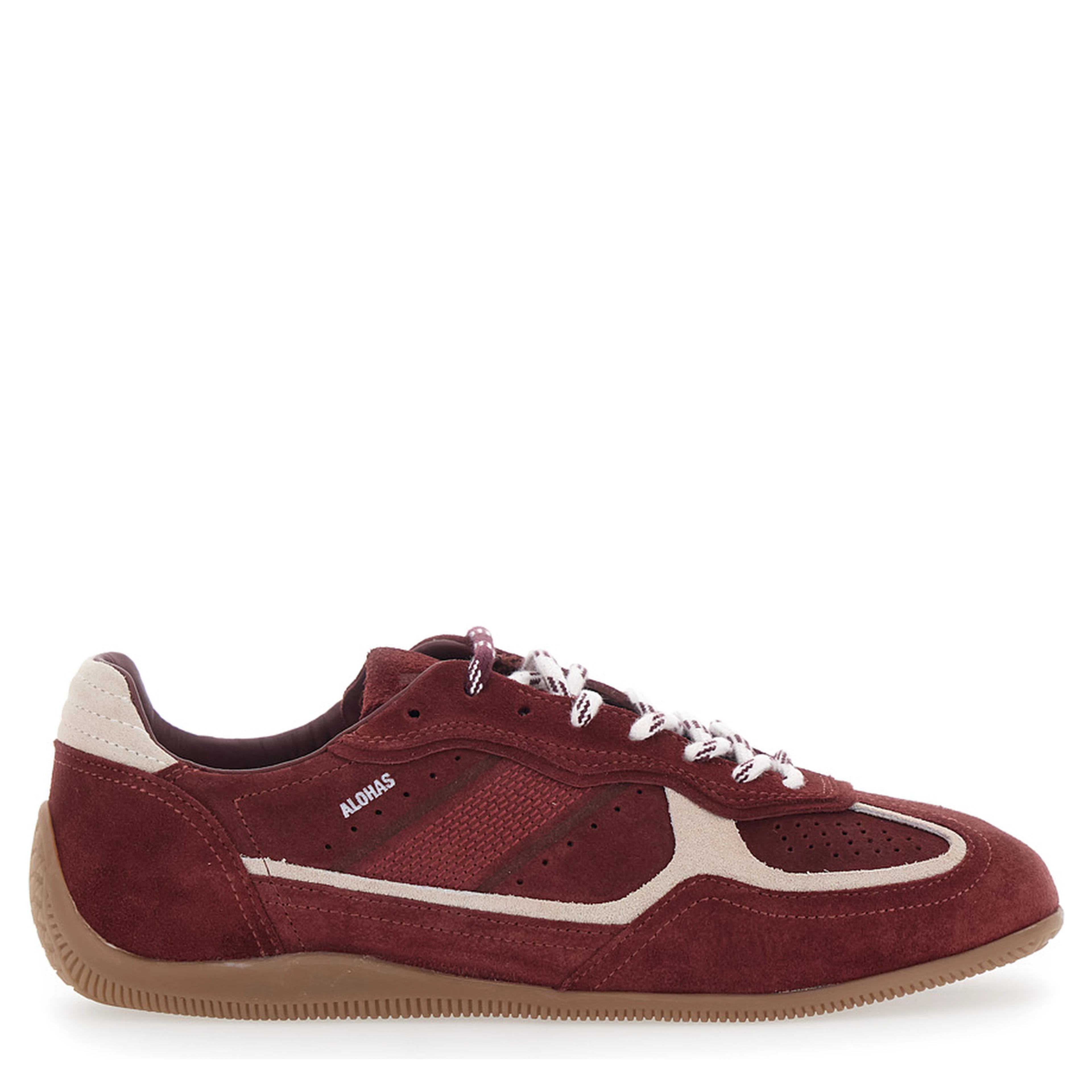 Bordeaux Low Top Sneakers with Logo Lettering on the Side in Suede for Women