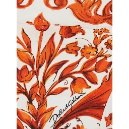 Orange Top with Bustier Design and All-Over Majolica Print in  Silk Blend for Women