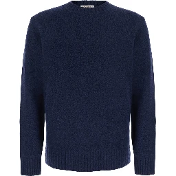 blue Crew neck sweater with ribbed details in Blend wool men