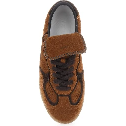 Brown Low Top Sneakers with logo lettering on the side in Suede for Men