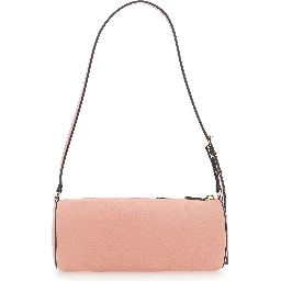 Izzy Pink Shoulder bag with Logo lettering on the Front and Adjustable Strap in Leather for Women