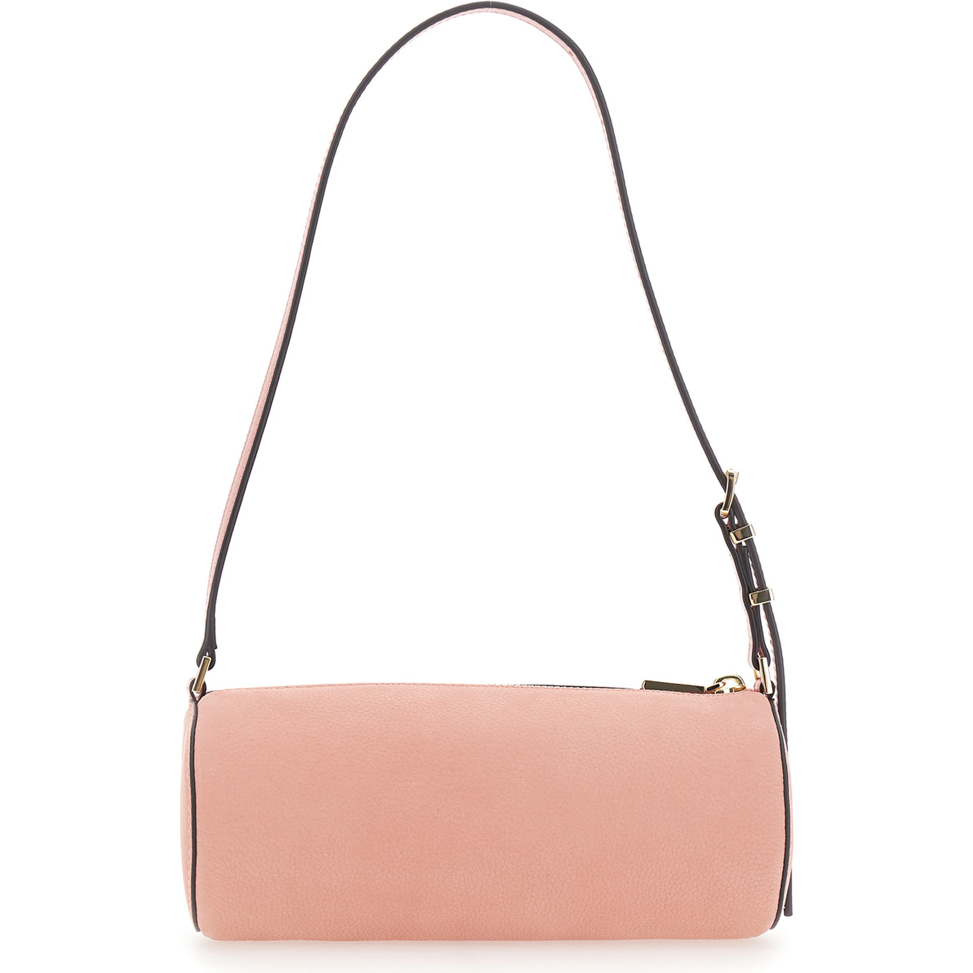 Izzy Pink Shoulder bag with Logo lettering on the Front and Adjustable Strap in Leather for Women
