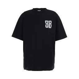 Black Crew-Neck T-Shirt with Front and Back Logo in cotton Women
