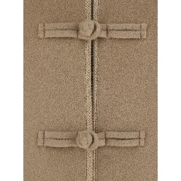 Beige Jacket with classic collar and button closure on the front in wool and cashmere for women