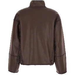Brown Fur Jacket with Reversible design in Eco-fur for Women