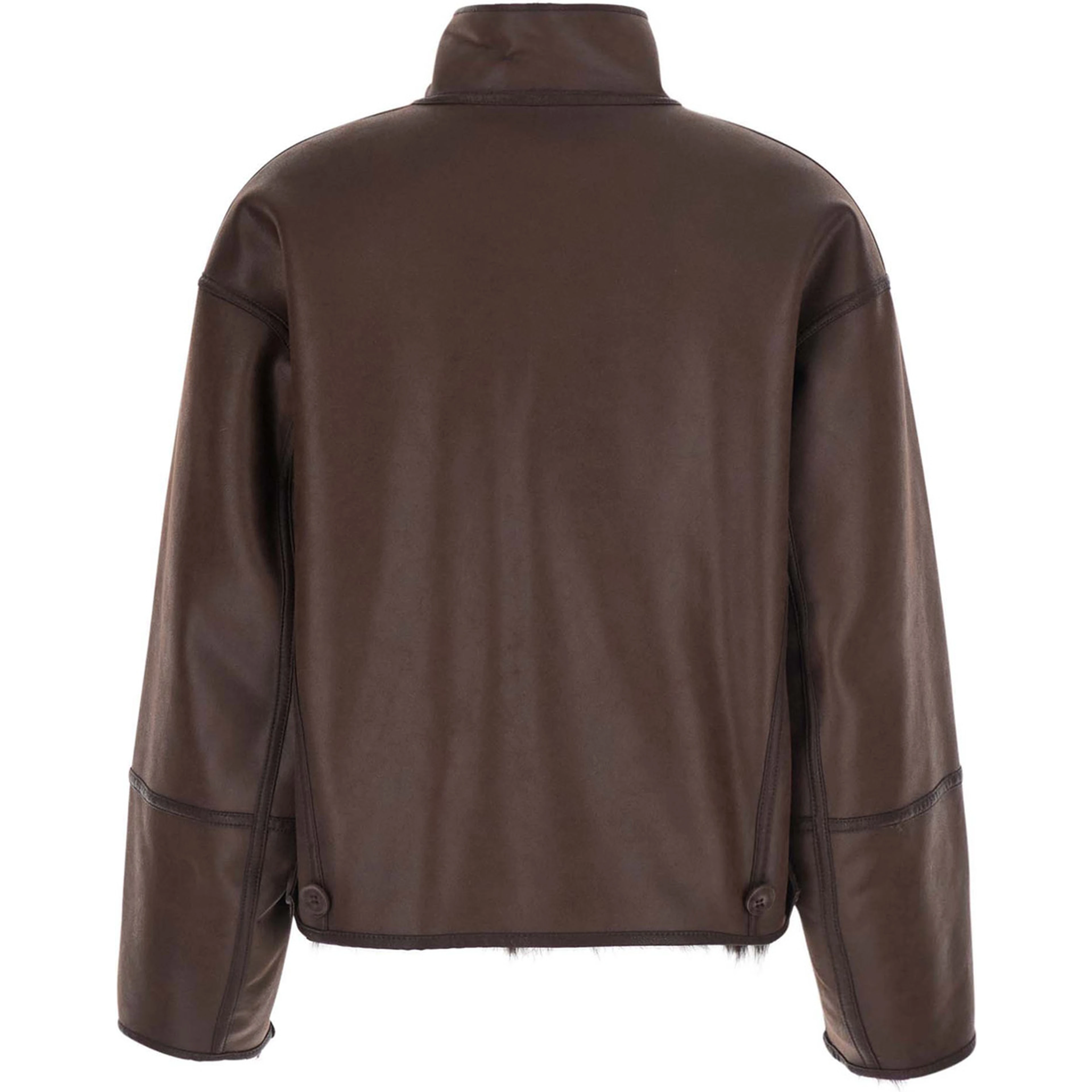 Brown Fur Jacket with Reversible design in Eco-fur for Women