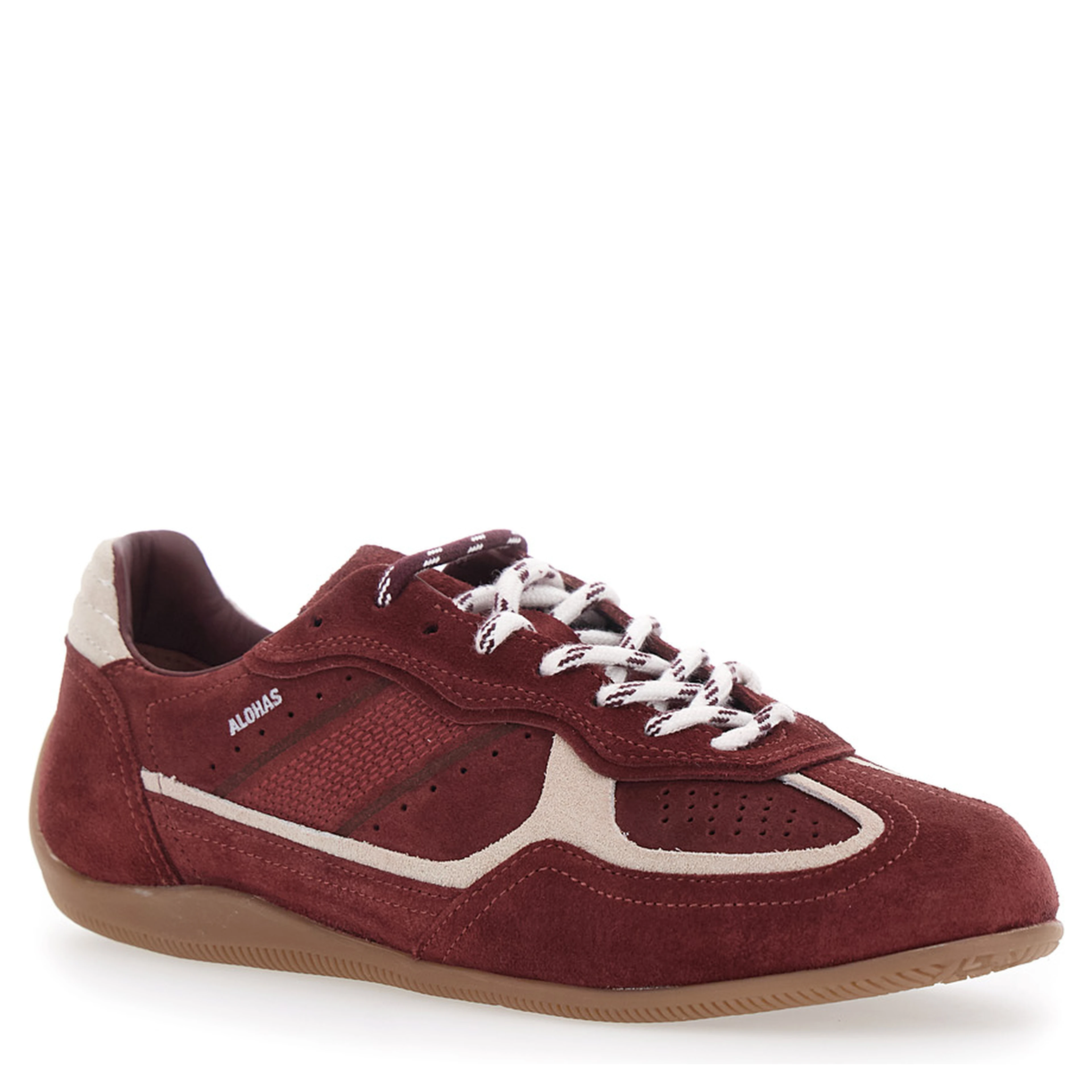 Bordeaux Low Top Sneakers with Logo Lettering on the Side in Suede for Women
