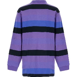 UNISEX STRIPED RUGBY LONGSLEEVE KNIT with long sleeves and polo collar in Light blue Unisex