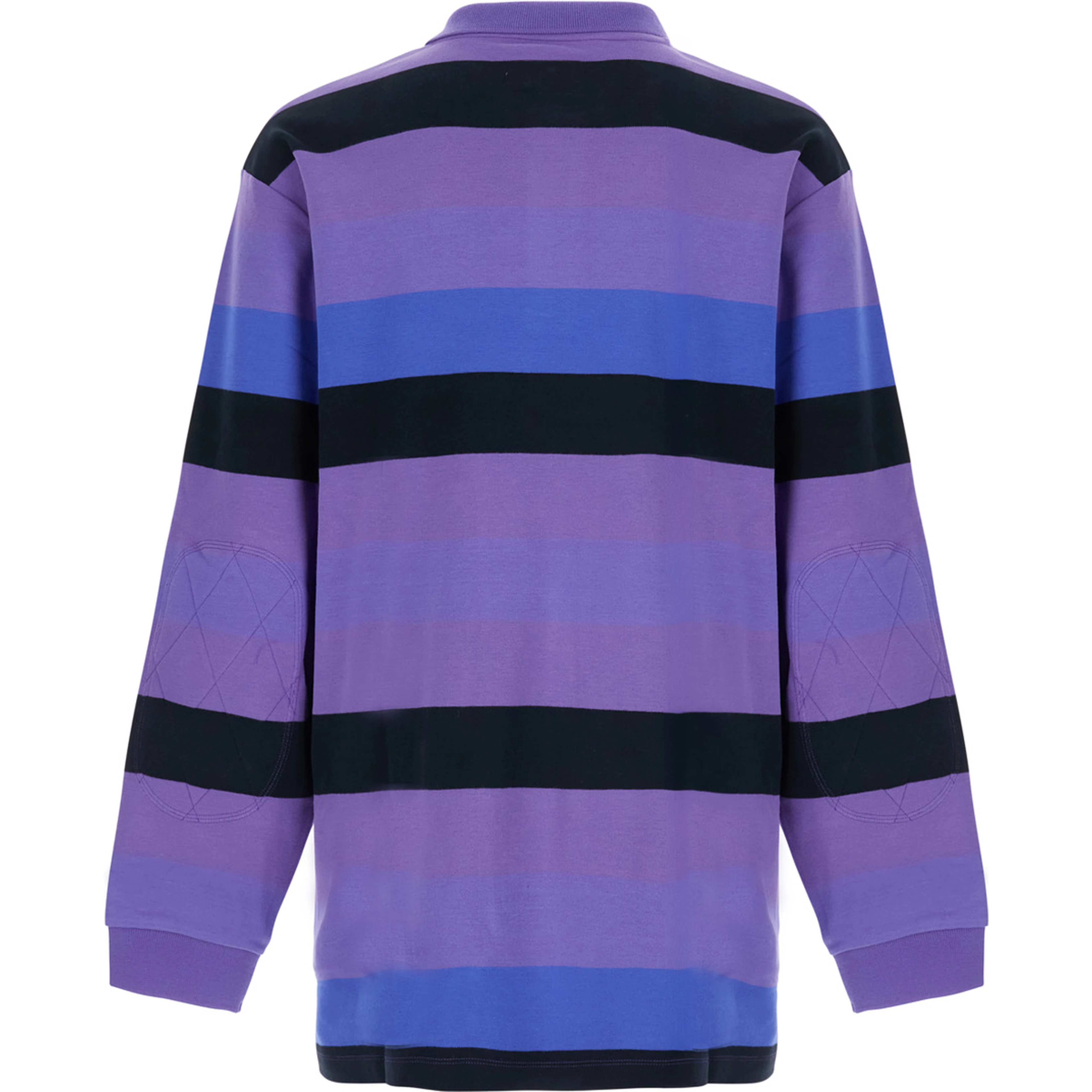 UNISEX STRIPED RUGBY LONGSLEEVE KNIT with long sleeves and polo collar in Light blue Unisex