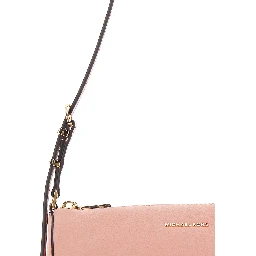 Izzy Pink Shoulder bag with Logo lettering on the Front and Adjustable Strap in Leather for Women