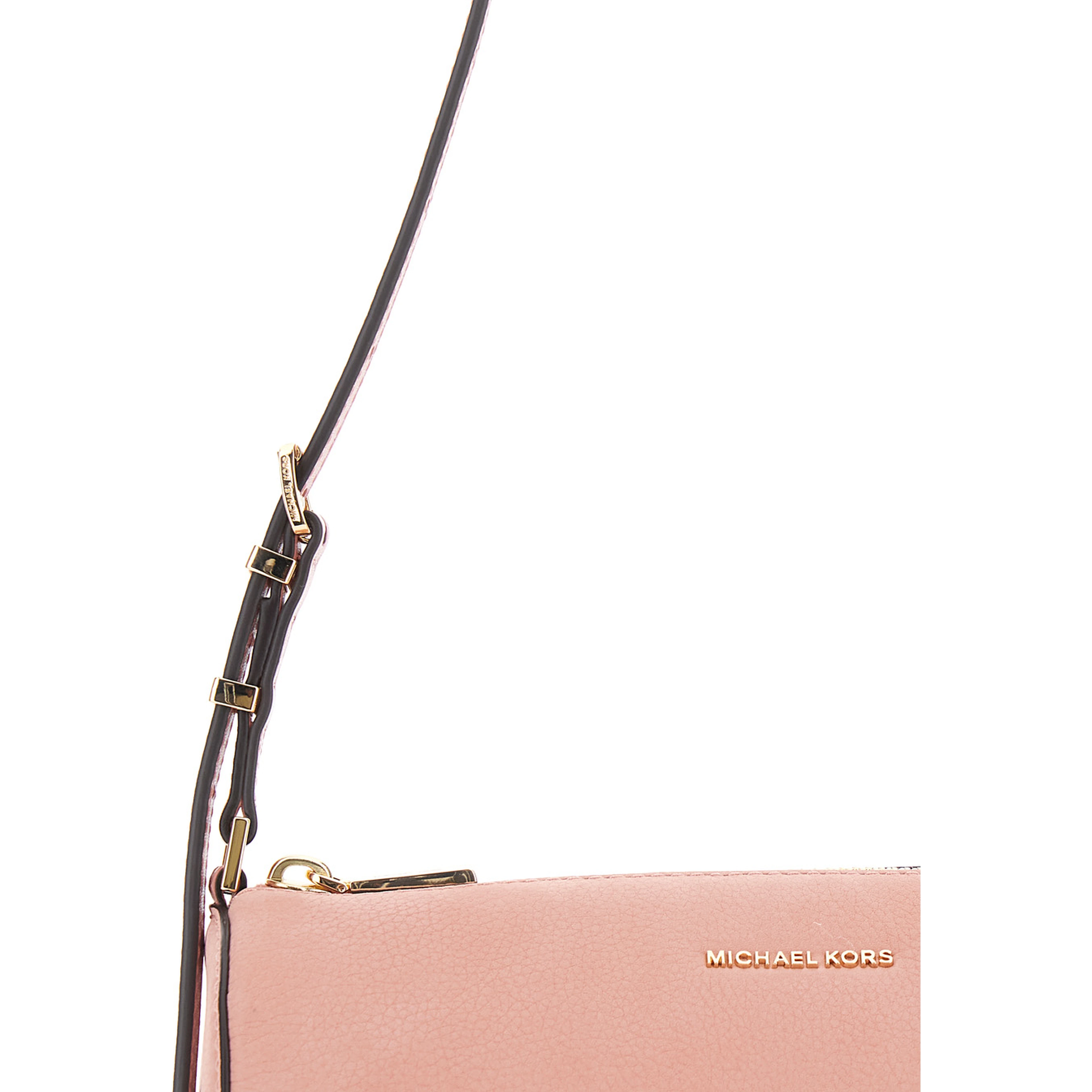Izzy Pink Shoulder bag with Logo lettering on the Front and Adjustable Strap in Leather for Women