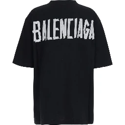 Black Crew-Neck T-Shirt with Front and Back Logo in cotton Women