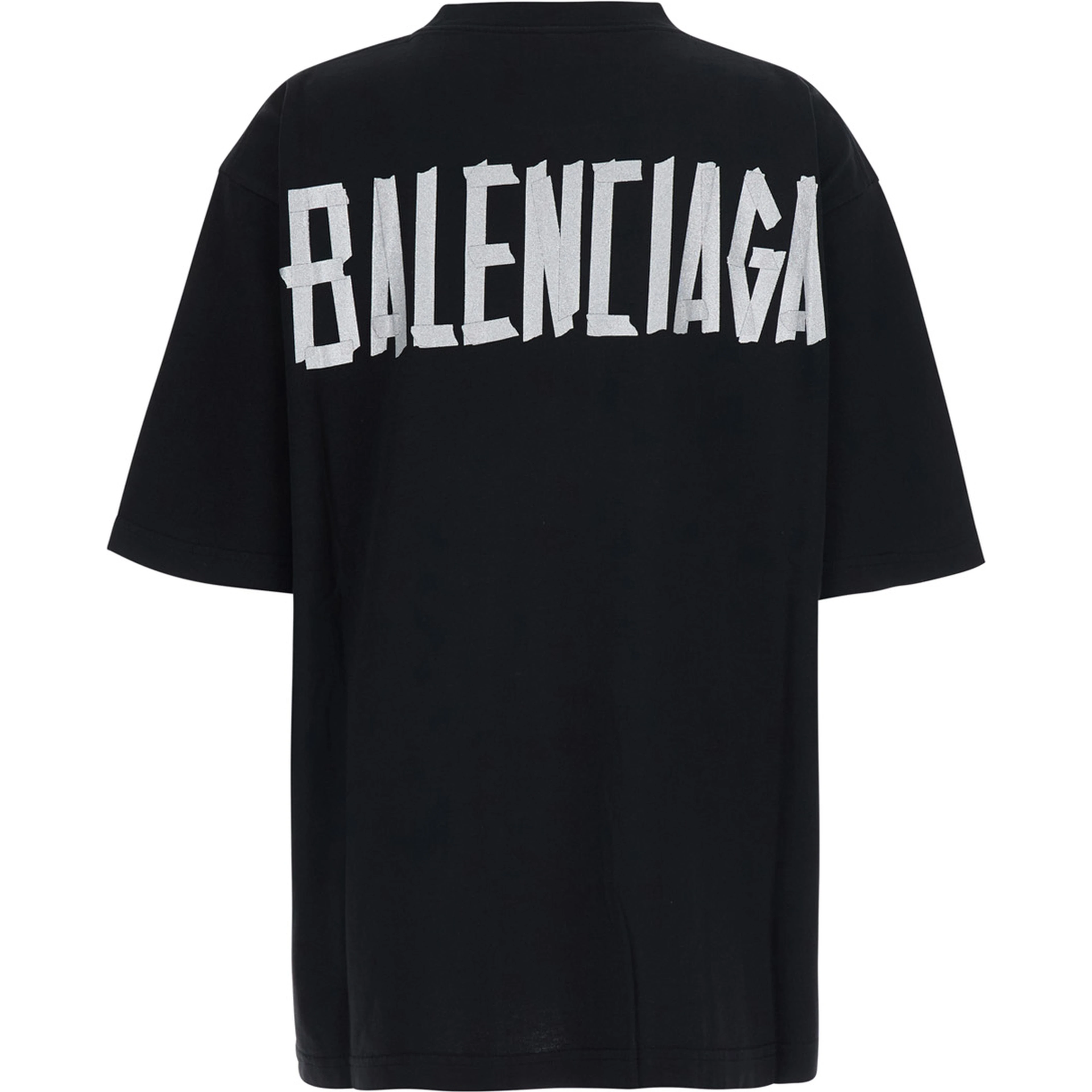Black Crew-Neck T-Shirt with Front and Back Logo in cotton Women
