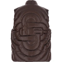 brown Down jacket with high collar and Monogram design in Tech Fabric Men