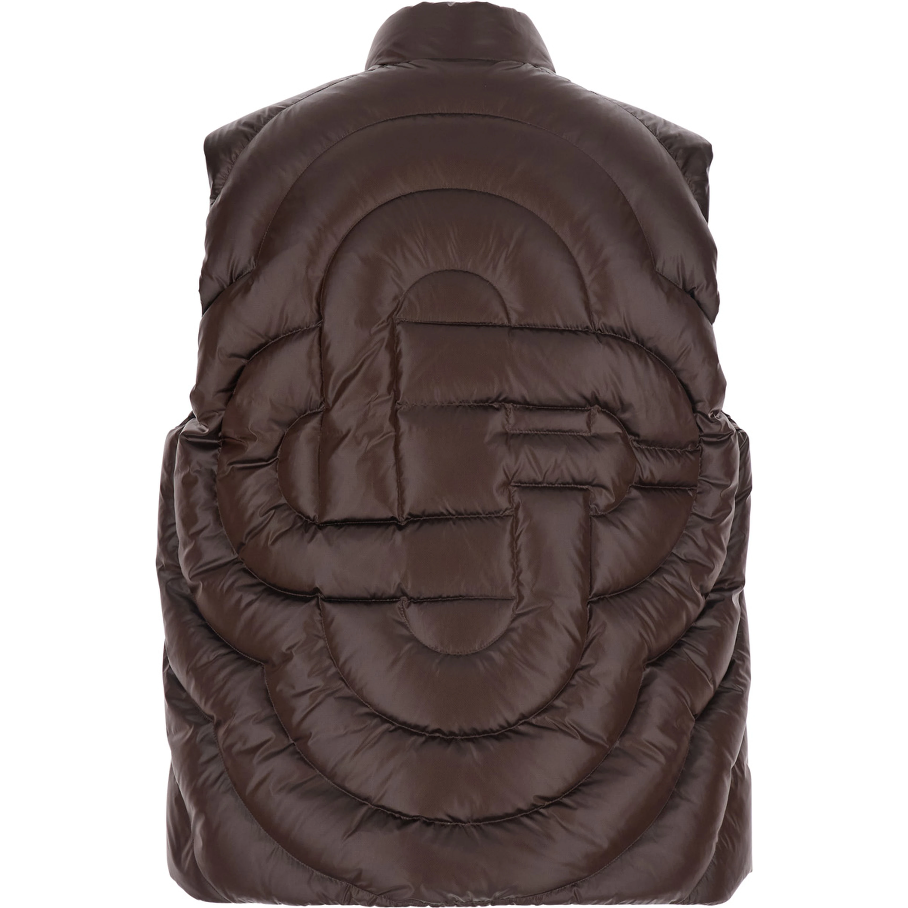 brown Down jacket with high collar and Monogram design in Tech Fabric Men