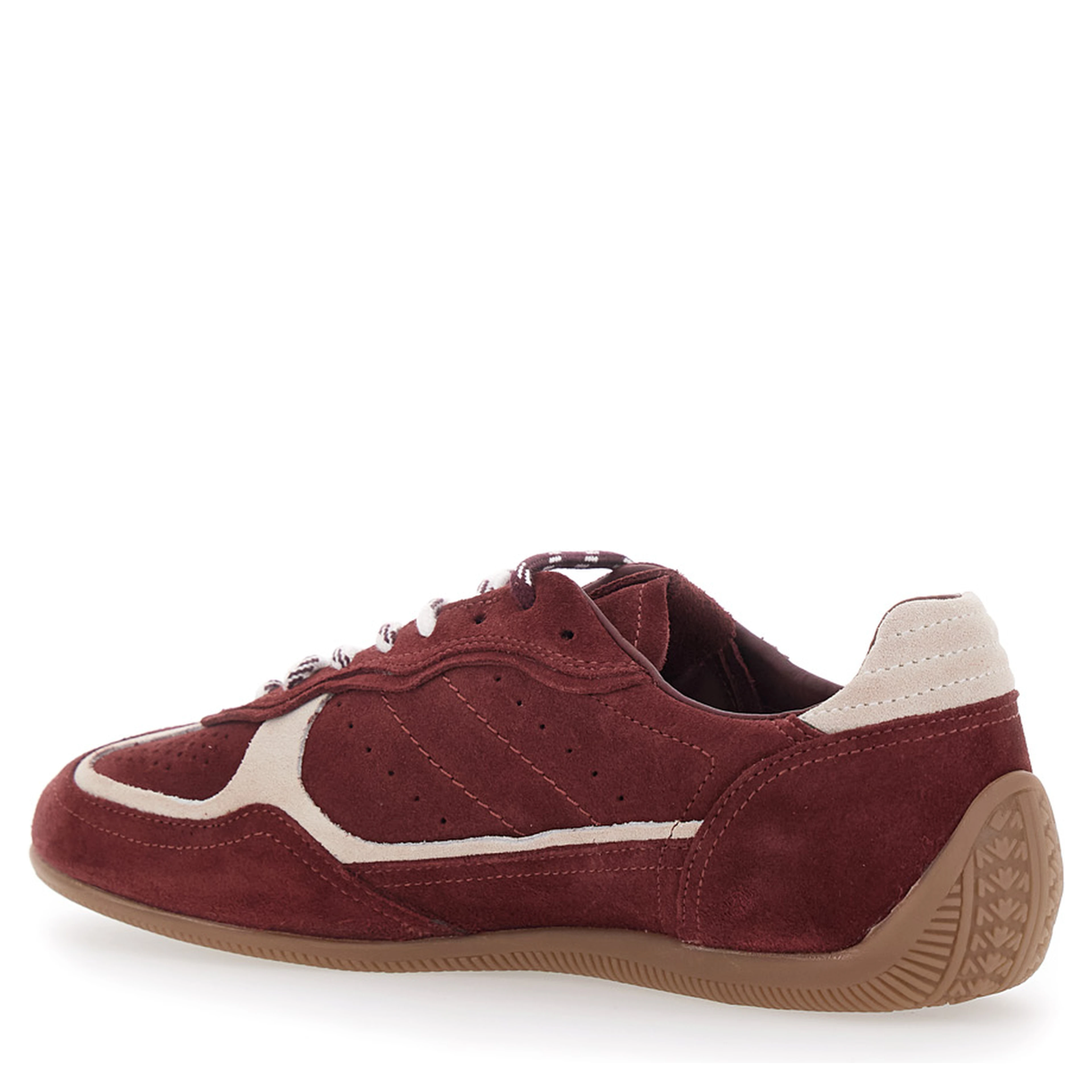 Bordeaux Low Top Sneakers with Logo Lettering on the Side in Suede for Women