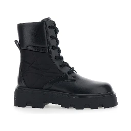 Aurea Black Ankle Boots with Slip-On Design and Logo lettering on the Side in Leather for Women