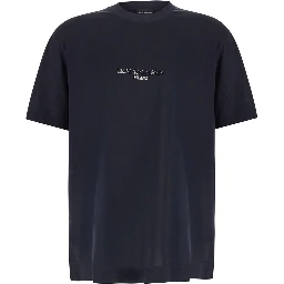 blue T-shirt with Logo lettering on the front in cotton for men