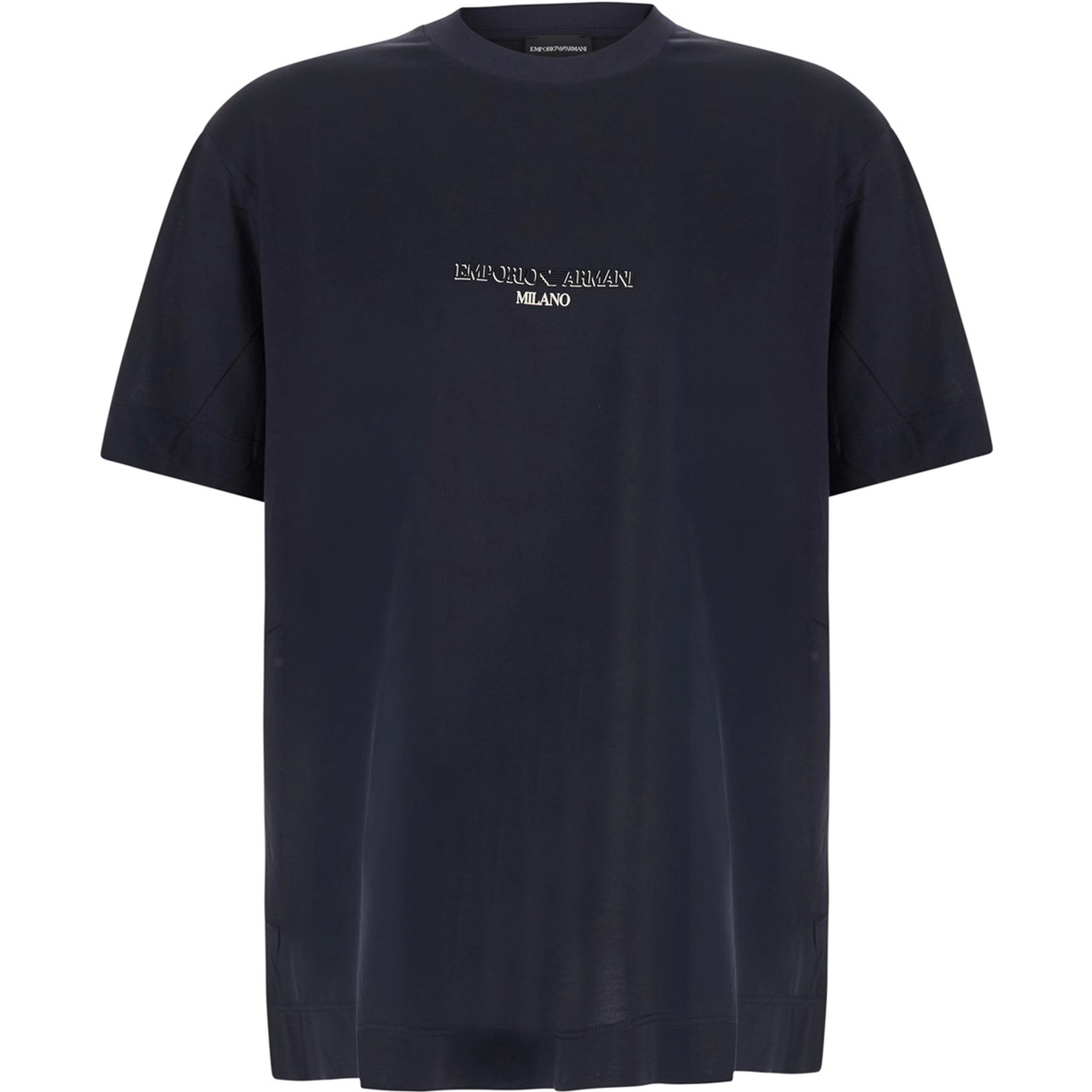 blue T-shirt with Logo lettering on the front in cotton for men