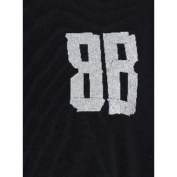 Black Crew-Neck T-Shirt with Front and Back Logo in cotton Women